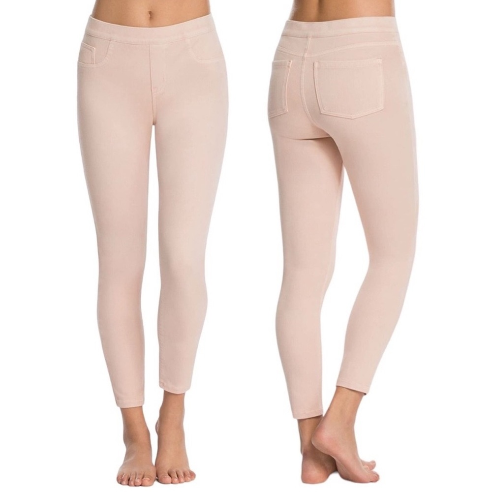 SPANX Jean-ish Ankle Leggings Tea Rose Pink XL Stretch Knit #20114R Jegging Crop